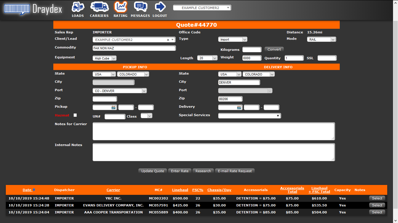 Freight Management Inc's rate management system is free