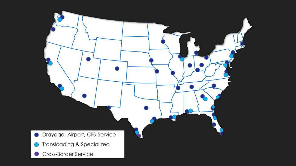 FMI services for freight U.S.A. map