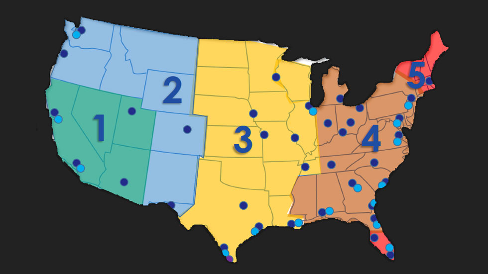 FMI port-to-door U.S.A. map
